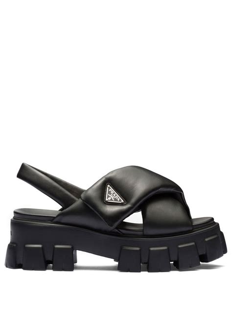 prada sandallen|Prada denim sandals.